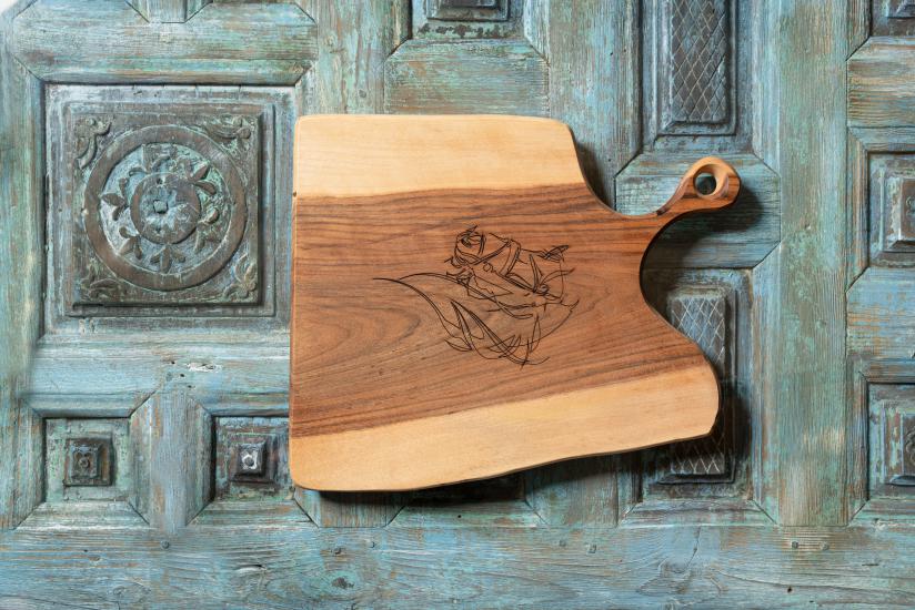 Handmade Oak Meat Cutting Board with Horse Design
