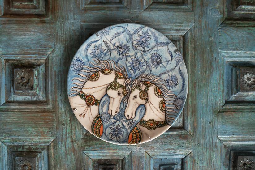 Horse Design Hand Painted Fine Art Ceramic Plate